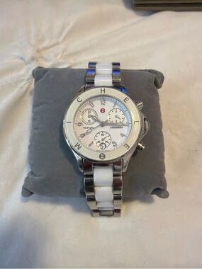 Michele Tahitian Chronograph Watch – White Ceramic | Full Set | MW12C000002